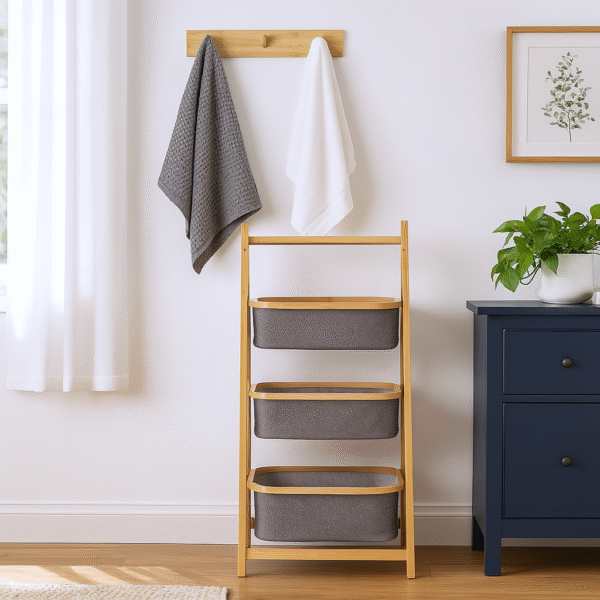 Bamboo Three Tier Folding Baskets
