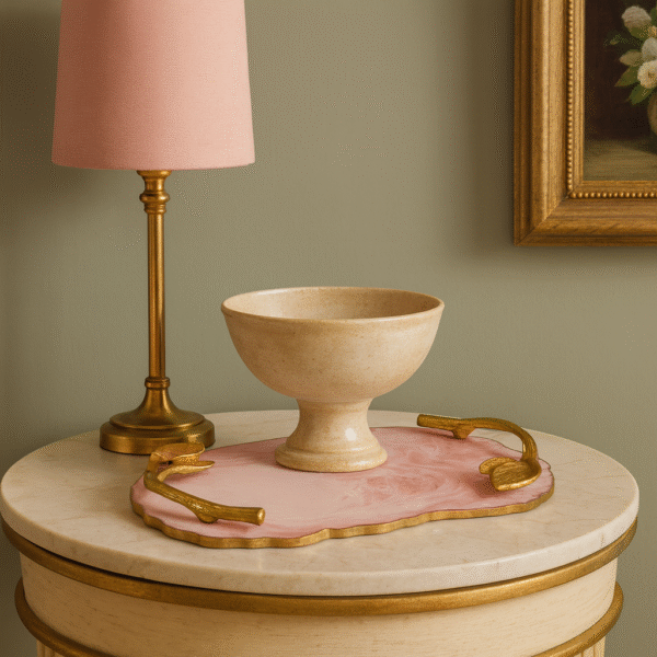 Luxury resin serving tray- with Gold leaf handle